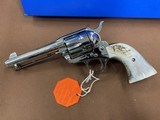 Amazing Nickel Colt SAA Single Action Army 45 LC, 4 3/4” barrel w/Stags EXCELLENT - 2 of 15