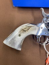 Amazing Nickel Colt SAA Single Action Army 45 LC, 4 3/4” barrel w/Stags EXCELLENT - 14 of 15