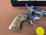 Beautiful Colt SAA Single Action Army 2nd Gen Nickel 45 Colt, 5.5” barrel Stag grips - 5 of 15