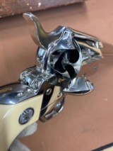 Colt SAA Single Action Army 44 spl, Nickel 4 3/4” Barrel, Genuine One Piece Elephant Ivory Grips MINT - 14 of 15