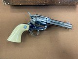 Colt SAA Single Action Army 44 spl, Nickel 4 3/4” Barrel, Genuine One Piece Elephant Ivory Grips MINT - 11 of 15