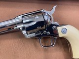 Colt SAA Single Action Army 44 spl, Nickel 4 3/4” Barrel, Genuine One Piece Elephant Ivory Grips MINT - 4 of 15