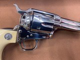 Colt SAA Single Action Army 44 spl, Nickel 4 3/4” Barrel, Genuine One Piece Elephant Ivory Grips MINT - 13 of 15