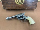 Colt SAA Single Action Army 44 spl, Nickel 4 3/4” Barrel, Genuine One Piece Elephant Ivory Grips MINT - 2 of 15