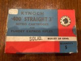 Kynoch .400 3” purdey 1 cartridge and box