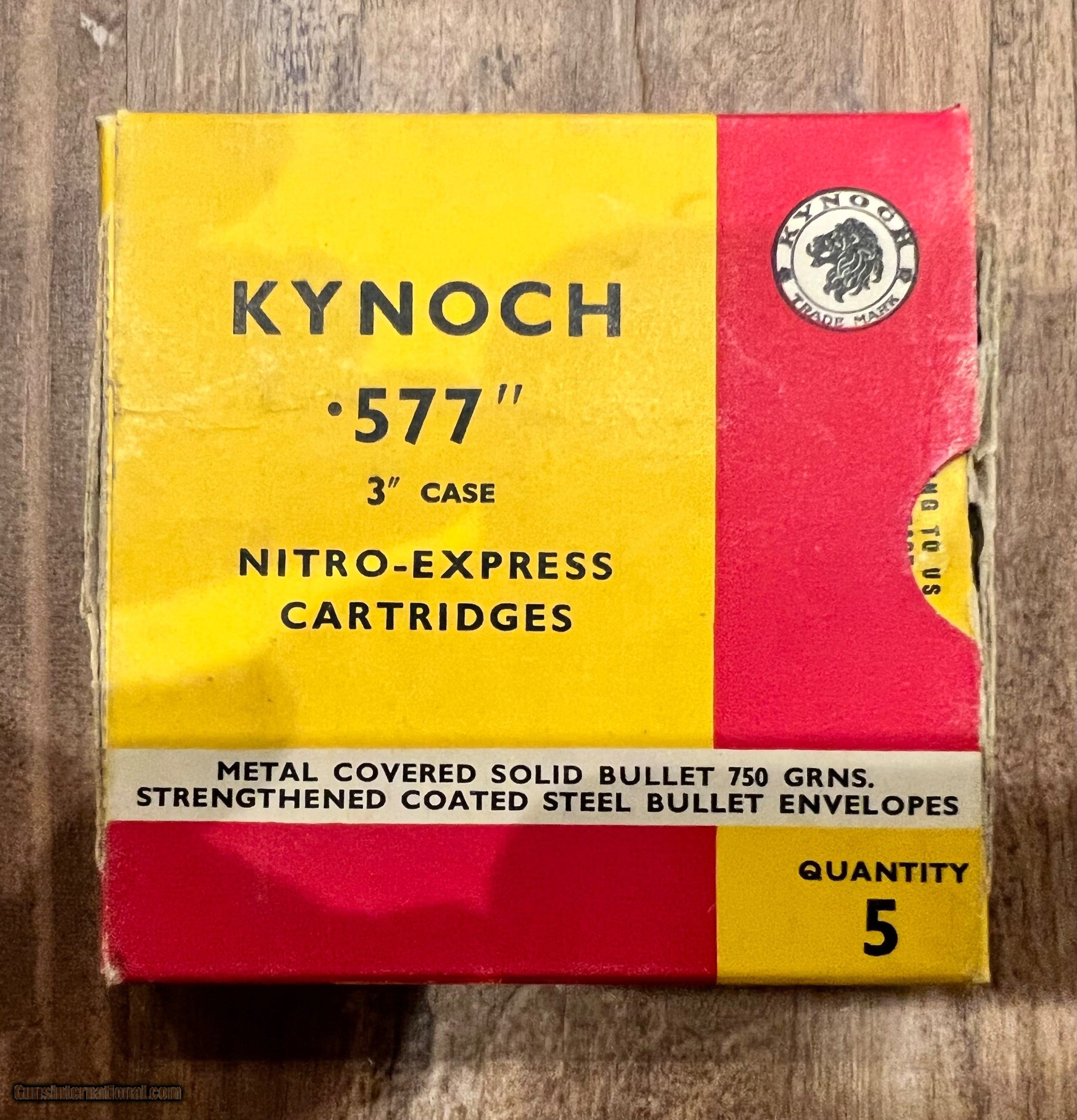 KYNOCH 577 3” NITRO EXPRESS 750 GRAIN 5 ROUNDS