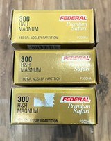 THREE 20 ROUND BOXES 300 H&H MAGNUM 180 GRAIN NOSLER PARTITION BULLET - 1 of 2