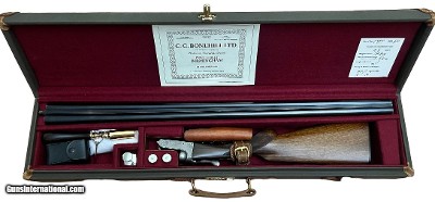 ****SOLD**** CG BONEHILL BIRMINGHAM 20GA BOXLOCK HARD TO FIND 30” IC/M BARRELS BUILT IN 1941 CANVAS & LEATHER TAKEDOWN CASE