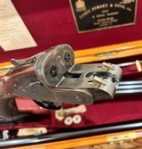 JAMES PURDEY BEST HAND DETACHABLE SIDELOCK EJECTOR TWO BARREL SET VENT RIB TRAP/PIGEON GUN EXCELLENT CONDITION BUILT IN 1964 PURDEY LETTER - 18 of 25