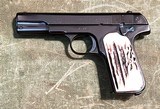 COLT 1903 .32 ACP PISTOL 4” BARREL WITH BARREL BUSHING BUILT IN 1907 STAG GRIPS EXCELLENT REFINISHED CONDITION