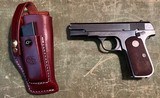 ORIGINAL CONDITION COLT 1908 .380 ACP PISTOL 3 3/4” BARREL CHECKERED WOOD GRIPS BUILT IN 1911 LEATHER HOLSTER - 11 of 11