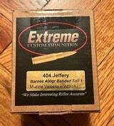 HENDERSHOTS EXTREME CUSTOM AMMUNITION 404 JEFFERY BARNES 400GR BANDED SOLID NEW IN BOX 20 ROUNDS - 1 of 2