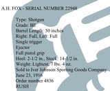 AH FOX BE GRADE 26” CYL/CYL BARRELS LATE STYLE DEEP CUT ENGRAVING FOX KAUTZKY SINGLE TRIGGER - 17 of 17