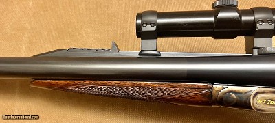 ANTIQUE WJ JEFFERY 12 BORE DOUBLE HAMMER RIFLE CUSTOM BUILT BY KIRK MERRINGTON 28” BARRELS WITH CLAW MOUNTED SWAROVSKI SCOPE ACCURATE RIFLE - Image 12 of 23