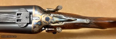 ANTIQUE WJ JEFFERY 12 BORE DOUBLE HAMMER RIFLE CUSTOM BUILT BY KIRK MERRINGTON 28” BARRELS WITH CLAW MOUNTED SWAROVSKI SCOPE ACCURATE RIFLE - Image 3 of 23