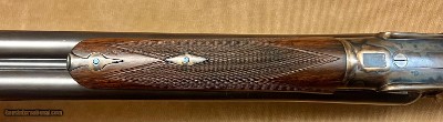ANTIQUE WJ JEFFERY 12 BORE DOUBLE HAMMER RIFLE CUSTOM BUILT BY KIRK MERRINGTON 28” BARRELS WITH CLAW MOUNTED SWAROVSKI SCOPE ACCURATE RIFLE - Image 10 of 23