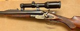 ANTIQUE WJ JEFFERY 12 BORE DOUBLE HAMMER RIFLE CUSTOM BUILT BY KIRK MERRINGTON 28” BARRELS WITH CLAW MOUNTED SWAROVSKI SCOPE ACCURATE RIFLE - 2 of 23