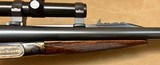 ANTIQUE WJ JEFFERY 12 BORE DOUBLE HAMMER RIFLE CUSTOM BUILT BY KIRK MERRINGTON 28” BARRELS WITH CLAW MOUNTED SWAROVSKI SCOPE ACCURATE RIFLE - 14 of 23