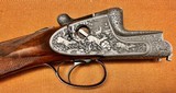 EARLY POST WAR MERKEL 303E 12GA 28” IC/F HAND DETACHABLE LOCKS HIGHLY FIGURED STRAIGHT GRIP STOCK FULL COVERAGE GAME & SCROLL ENGRAVING CASED - 19 of 24