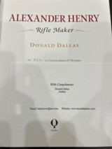 ALEXANDER HENRY “RIFLE MAKER” BY DONALD DALLAS #663/750 SIGNED BY AUTHOR - 3 of 3