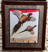 VINTAGE C.I.L (CANADIAN INDUSTRIES LIMITED) CARTRIDGE ADVERTISEMENT WITH HUNTER, SETTER ON POINT, & PHEASANTS GREAT GUNROOM POSTER BY TIM SHORTT