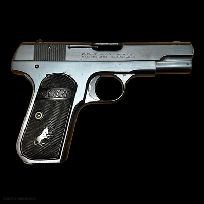 EXCELLENT ORIGINAL CONDITION COLT 1908 .380ACP WITH FRENCH FITTED PRESENTATION CASE BUILT IN 1924 - Image 4 of 9