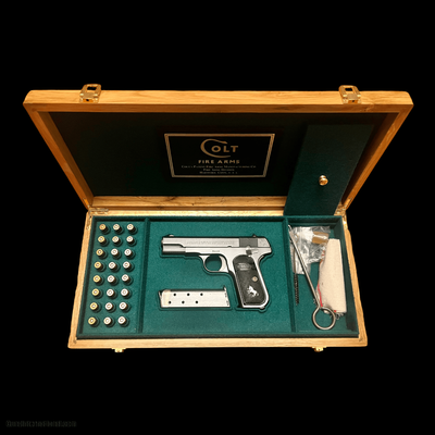 EXCELLENT ORIGINAL CONDITION COLT 1908 .380ACP WITH FRENCH FITTED PRESENTATION CASE BUILT IN 1924 - Image 2 of 9
