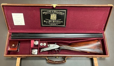 HOLLAND & HOLLAND #2 12 BORE HAND DETACHABLE SIDELOCK EJECTOR 30” CYL/LM BARRELS NICLEY FIGURED WOOD CASED CLASSIC ENGLISH GAME GUN BUILT IN 1913
