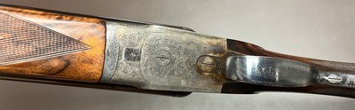 AUGUSTE FRANCOTTE VL&D NEW YORK RETAILED MODEL 14E LIGHTWEIGHT (5LBS 15OZ) 12GA BOXLOCK EJECTOR 26” IC/LM BARRELS FIGURED WOOD BUILT IN 1934 - Image 6 of 20