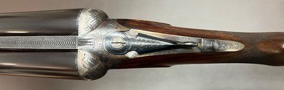 AUGUSTE FRANCOTTE VL&D NEW YORK RETAILED MODEL 14E LIGHTWEIGHT (5LBS 15OZ) 12GA BOXLOCK EJECTOR 26” IC/LM BARRELS FIGURED WOOD BUILT IN 1934 - Image 3 of 20