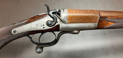 G.E. LEWIS BIRMINGHAM 10 BORE 34FULL CHOKE NITRO DAMASCUS BARREL JONES UNDERLEVER SINGLE BARREL WILDFOWL HAMMERGUN GREAT DIMENSIONS FINE CONDITION