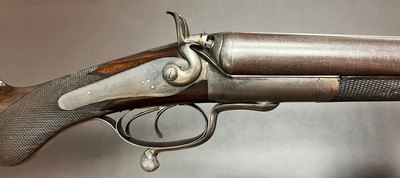 ANTIQUE E.M REILLY LONDON 10 BORE WILDFOWL HAMMERGUN 30CYL/CYL FINE DAMASCUS BARRELS MODERN 2 5/8NITRO PROOF FIGURED WOOD BUILT IN 1879
