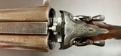 ANTIQUE J.J LANGLEY LUTON 12GA BEST LIVE PIGEON HAMMERGUN 30” M/F BARRELS 3” NITRO PROOF FINE CONDITION LONDON BUILT COMPETITION GUN COMPLETED IN 1891 - Image 3 of 25