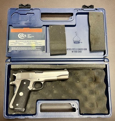 40 S&W COLT 1911 SERIES 80 STAINLESS STEEL PISTOL 5” BARREL NICE ORIGINAL CONDITION BUILT IN 1991 RARE PISTOL ONLY 2500 PRODUCED - Image 7 of 8