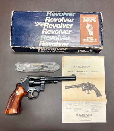 S&W K-22 MASTERPIECE MODEL 48-4 .22 MRF 6” BARREL FINE ORIGINAL CONDITION WITH BOX/PAPERWORK BUILT IN 1986