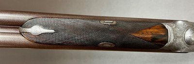 BOSS & CO 12 BORE HAMMERGUN 29 3/4” CYL/IC FINE DAMASCUS BARRELS NICLEY FIGURED WOOD WITH IDEAL MODERN DIMENSIONS CASED ORIGINALLY BUILT IN 1862 - Image 7 of 23