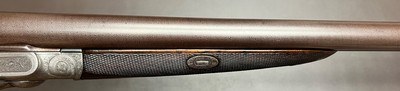 BOSS & CO 12 BORE HAMMERGUN 29 3/4” CYL/IC FINE DAMASCUS BARRELS NICLEY FIGURED WOOD WITH IDEAL MODERN DIMENSIONS CASED ORIGINALLY BUILT IN 1862 - Image 9 of 23