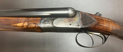 AUGUSTE FRANCOTTE VL&D NEW YORK RETAILED MODEL 14E LIGHTWEIGHT (5LBS 15OZ) 12GA BOXLOCK EJECTOR 26” IC/LM BARRELS FIGURED WOOD BUILT IN 1934 - Image 2 of 20