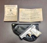 1959 BABY BROWNING LIGHTWEIGHT .25 ACP FINE ORIGINAL CONDITION WITH POUCH, PAPERWORK, & ORIGINAL BOX OF AMMO - 1 of 8