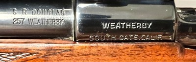 1956 WEATHERBY SOUTH GATE CA MAUSER ACTION .257 WEATHERBY MAG SWAROVSKI HABICHT 3-12X56 SCOPE STUNNING WOOD CLASSIC AMERICAN SPORTING RIFLE - Image 18 of 21