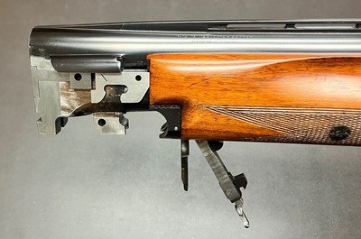 BROWNING SUPERPOSED LIGHTNING TRAP 12GA 30” M/F IVORY BEADS FIGURED ROUND KNOB LONG TANG STOCK EXCELLENT CONDITION RARE CONFIGURATION BUILT IN 1959 - Image 20 of 20