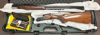 RIZZNI BR 110 SMALL 28GA 26 1/4” BARRELS TEN CHOKES FACTORY UPGRADED WOOD CASED WITH ACCESSORIES EXCELLENT CONDITION BUILT IN 2019 - Image 1 of 21