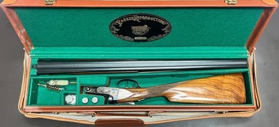PARKER REPRODUCTION DHE 28GA 26” Q1/Q2 BARRELS DOUBLE TRIGGERS NICELY FIGURED LONG LOP STOCK CASED WITH ALL ACCESSORIES EXCELLENT ORIGINAL CONDITION - Image 19 of 22