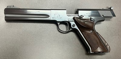 COLT WOODSMAN SECOND SERIES MATCH TARGET .22LR 6” BARREL COLT WOOD CHECKERED GRIPS WITH ADAPTER PRISTINE ORIGINAL CONDITION BUILT IN 1954 - Image 3 of 10