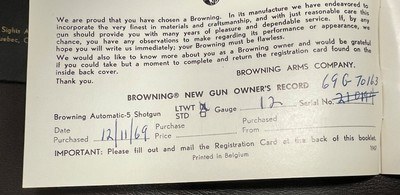 BROWNING A5 LIGHT TWELVE 12GA 25.5” VENT RIB MOD CHOKE BARREL FINE ORIGINAL CONDITION GUN WITH PAPERWORK BUILT IN 1969 - Image 21 of 21