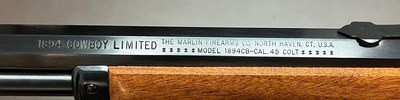 MARLIN 1894 COWBOY LIMITED 45 COLT 24” OCTAGON JM BARREL NICLEY FIGURED WOOD EXCELLENT ORIGINAL CONDITION RIFLE BUILT IN 1999 - Image 6 of 19