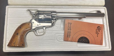 COLT SAA 45 COLT NICKEL PLATED MODEL #P1876 EXCELLENT ORIGINAL NIB CONDITION BUILT IN 1977 - Image 1 of 8