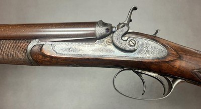 ANTIQUE WILLIAM POWELL & SON 20 BORE BAR IN WOOD HAMMERGUN 29” FINE DAMASCUS CYL/CYL BARRELS ABSOLUTELY STUNNING SMALLBORE HAMMERGUN BUILT IN 1876 - Image 2 of 23