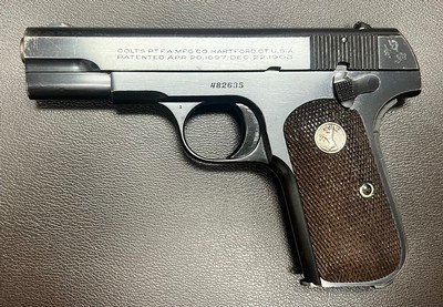 FINE ORIGINAL CONDITION COLT 1903 .32 ACP TYPE IV 3 3/4” BARREL ONE FACTORY CORRECT MAGAZINE STUNNING BROWNING DESIGNED PISTOL BUILT IN 1928
