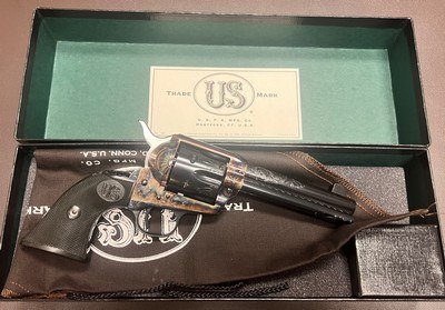 NIB UNFIRED US FIRE ARMS MFG CO (USFA) SAA.45 COLT FACTORY ARMORY A ENGRAVING BY DENNIS KIES STUNNING 24XXX SN USA BUILT REVOLVER - Image 13 of 15